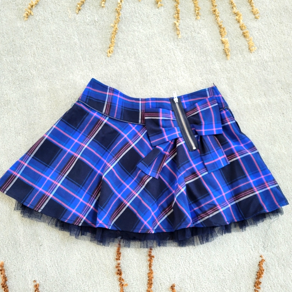2 for $20 DEPT plaid mini skirt with puffy lace and bow zipper